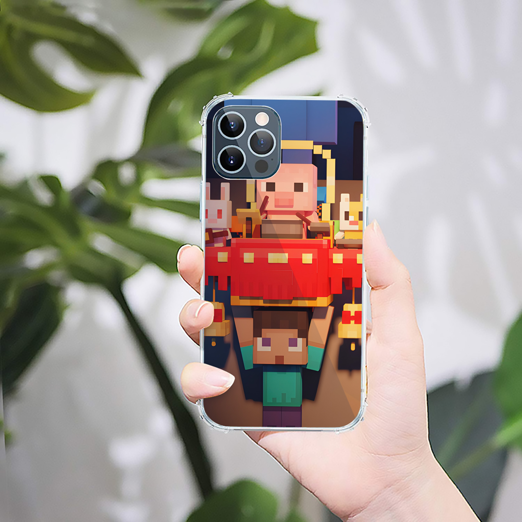 （画像用） マインクラフト ブロックの世界 Minecraft MC Block world 【iPhone 12シリーズ対応】透明スマホケース（クリアソフトケース）